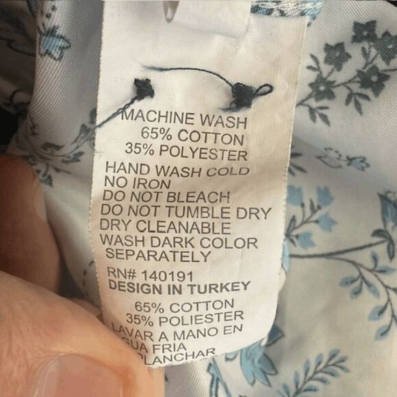 Silver Stone Men's Modern Fit Floral Button Down Shirt White Blue Size Medium - Picture 6 of 7